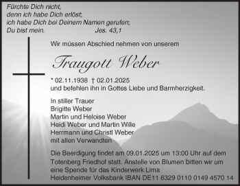 Traueranzeige von Traugott Weber von Heidenheimer Zeitung