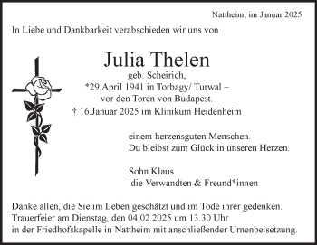 Traueranzeige von Julia Thelen von Heidenheimer Zeitung