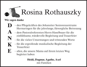 Traueranzeige von Rosina Rothauszky von Heidenheimer Zeitung