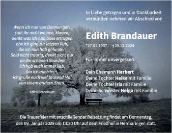Traueranzeige von Edith Brandauer von Heidenheimer Zeitung