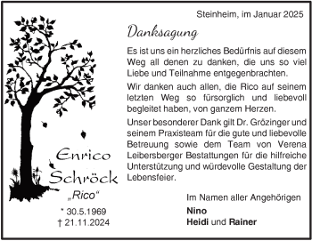 Traueranzeige von Enrico Schröck von Heidenheimer Zeitung