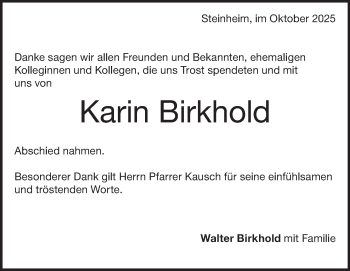 Traueranzeige von Karin Birkhold von Heidenheimer Zeitung