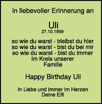 Traueranzeige von Uli Schiemann von Heidenheimer Zeitung
