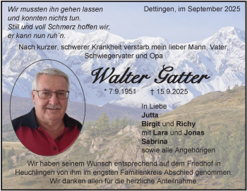Traueranzeige von Walter Gatter von Heidenheimer Zeitung