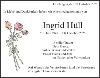 Traueranzeige von Ingrid Hüll von Heidenheimer Zeitung
