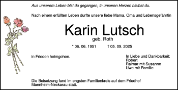Traueranzeige von Karin Lutsch von Heidenheimer Zeitung
