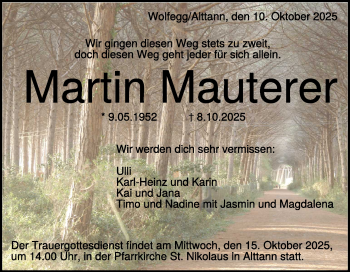 Traueranzeige von Martin Mauterer von Heidenheimer Zeitung