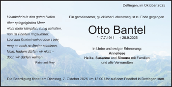 Traueranzeige von Otto Bantel von Heidenheimer Zeitung