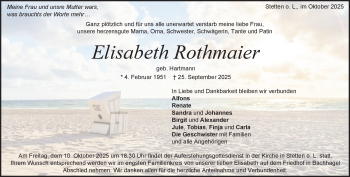 Traueranzeige von Elisabeth Rothmaier von Heidenheimer Zeitung