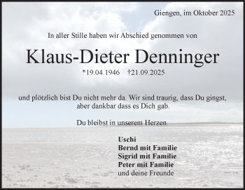 Traueranzeige von Klaus-Dieter Denninger von Heidenheimer Zeitung