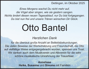 Traueranzeige von Otto Bantel von Heidenheimer Zeitung