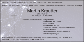 Traueranzeige von Martin Krautter von Heidenheimer Zeitung