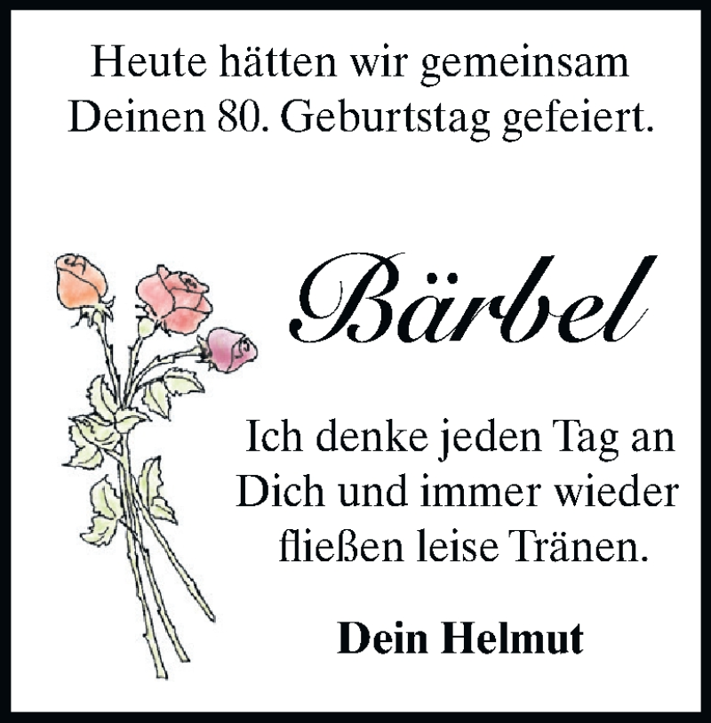  Traueranzeige für Bärbel Schulze vom 09.10.2025 aus Heidenheimer Zeitung