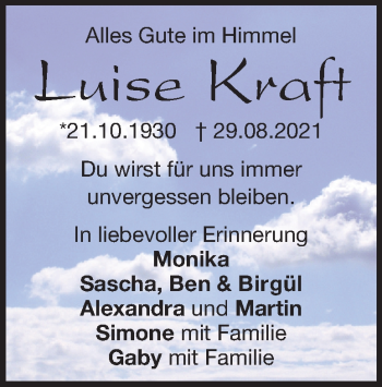 Traueranzeige von Luise Kraft von Heidenheimer Zeitung