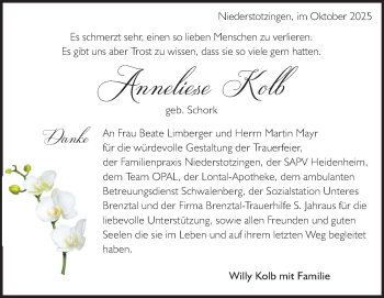 Traueranzeige von Anneliese Kolb von Heidenheimer Zeitung