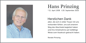 Traueranzeige von Hans Prinzing von Heidenheimer Zeitung