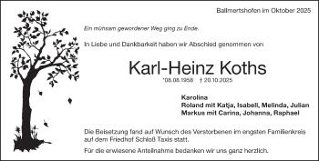 Traueranzeige von Karl-Heinz Koths von Heidenheimer Zeitung
