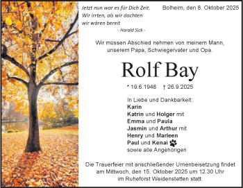 Traueranzeige von Rolf Bay von Heidenheimer Zeitung