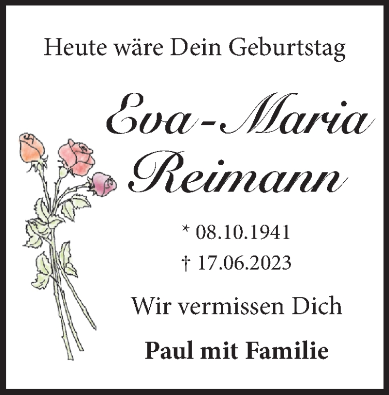  Traueranzeige für Eva-Maria Reimann vom 08.10.2025 aus Heidenheimer Zeitung