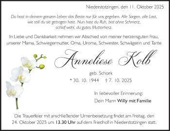 Traueranzeige von Anneliese Kolb von Heidenheimer Zeitung
