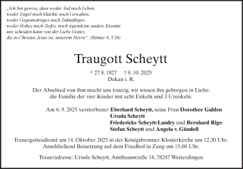 Traueranzeige von Traugott Scheytt von Heidenheimer Zeitung