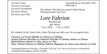 Traueranzeige von Lore Fahrion von Heidenheimer Zeitung