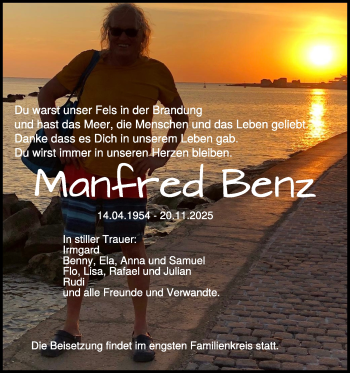 Traueranzeige von Manfred Benz von Heidenheimer Zeitung