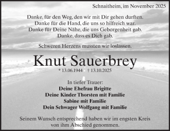 Traueranzeige von Knut Sauerbrey von Heidenheimer Zeitung