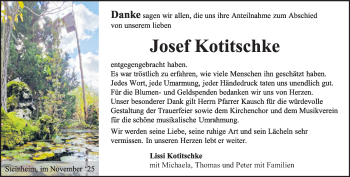Traueranzeige von Josef Kotitschke von Heidenheimer Zeitung