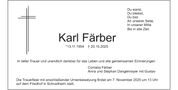 Traueranzeige von Karl Färber von Heidenheimer Zeitung