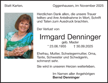 Traueranzeige von Irmgard Denninger von Heidenheimer Zeitung