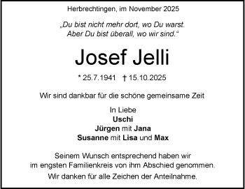 Traueranzeige von Josef Jelli von Heidenheimer Zeitung