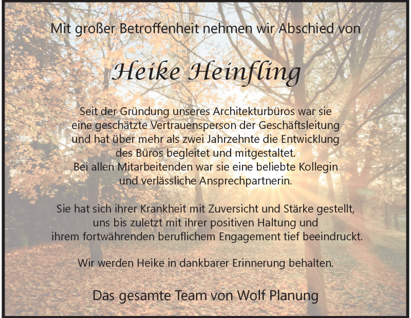  Traueranzeige für Heike Heinfling vom 15.11.2025 aus Heidenheimer Zeitung