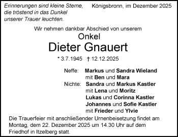 Traueranzeige von Dieter Gnauert von Heidenheimer Zeitung