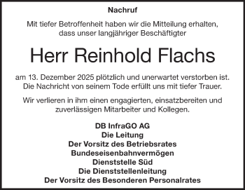 Traueranzeige von Reinhold Flachs von Heidenheimer Zeitung