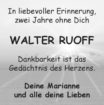 Traueranzeige von Walter Ruoff von Heidenheimer Zeitung