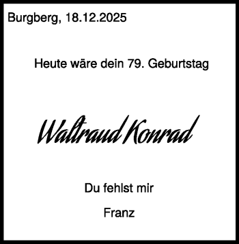 Traueranzeige von Waltraud Konrad von Heidenheimer Zeitung