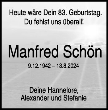 Traueranzeige von Manfred Schön von Heidenheimer Zeitung