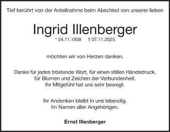 Traueranzeige von Ingrid Illenberger von Heidenheimer Zeitung