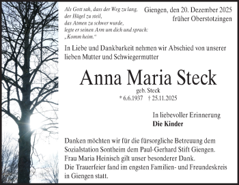 Traueranzeige von Anna Maria Steck von Heidenheimer Zeitung