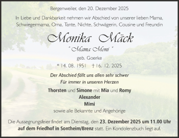 Traueranzeige von Monika Mäck von Heidenheimer Zeitung