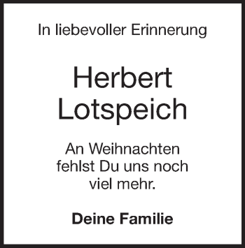 Traueranzeige von Herbert Lotspeich von Heidenheimer Zeitung