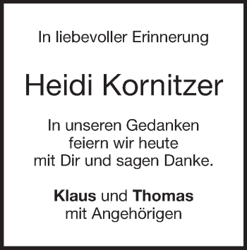 Traueranzeige von Adelheid Kornitzer von Heidenheimer Zeitung