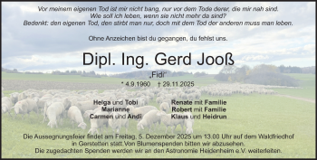 Traueranzeige von Gerd Jooß von Heidenheimer Zeitung