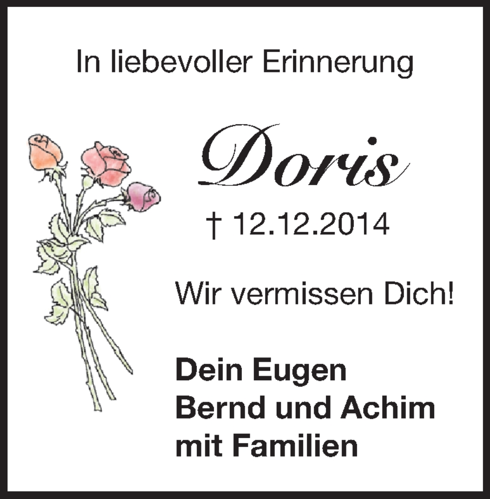  Traueranzeige für Doris Simmendinger vom 12.12.2025 aus 