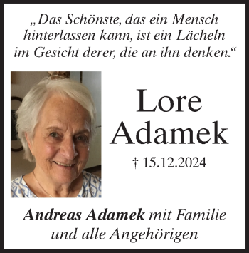 Traueranzeige von Lore Adamek von Heidenheimer Zeitung
