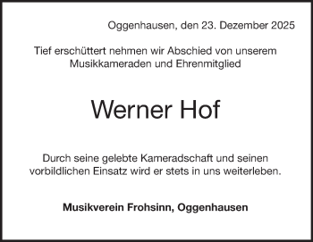 Traueranzeige von Werner Hof von Heidenheimer Zeitung