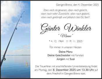 Traueranzeige von Günter Winkler von Heidenheimer Zeitung