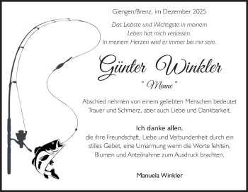 Traueranzeige von Günter Winkler von Heidenheimer Zeitung