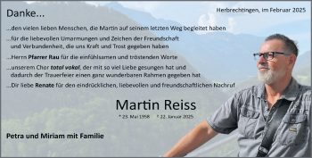 Traueranzeige von Martin Reiss von Heidenheimer Zeitung